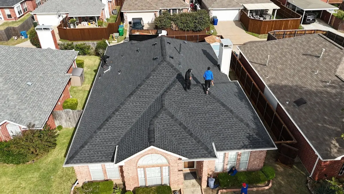 Slate & Tile Roof Repair work in progress on a Morton Grove property